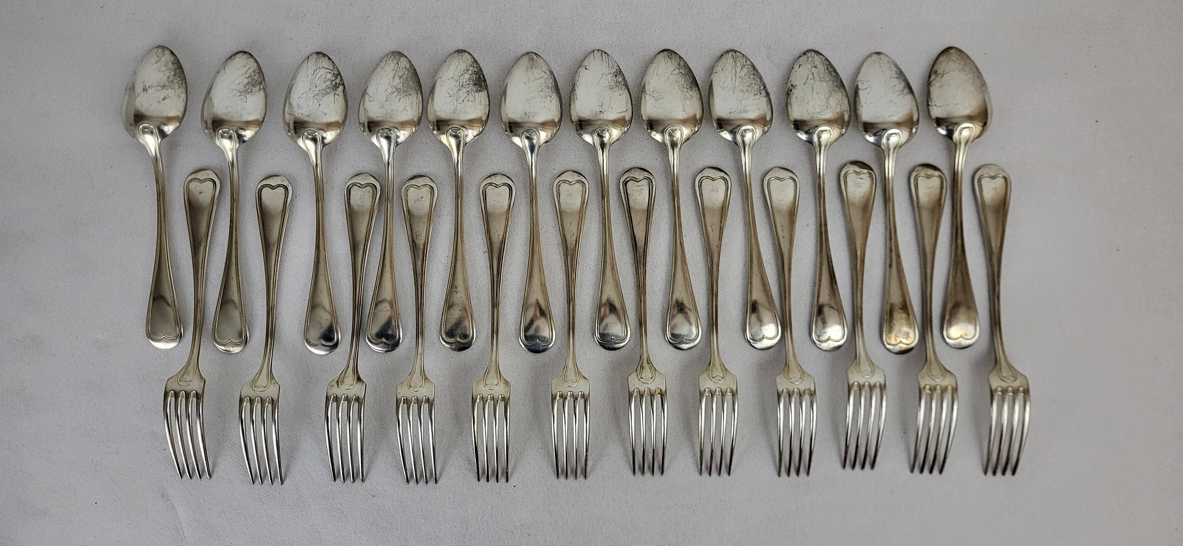 Cutlery set / 24-piece service in silver-plated metal Apollo