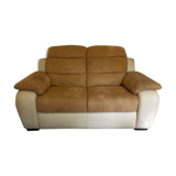 Italian sofa in two leathers CALIA