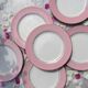 6 flat plates the pink and gold Amandinoise Saint Amand