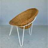 VINTAGE SALON IN RATTAN AND METAL. 1960