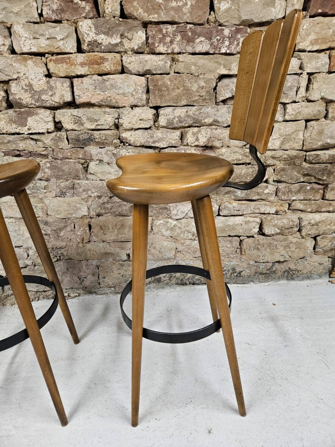 Lot de 3 tabourets de bar 1970 vintage