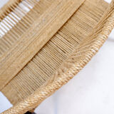 Pair of lounge chairs in woven jute rope and solid wood