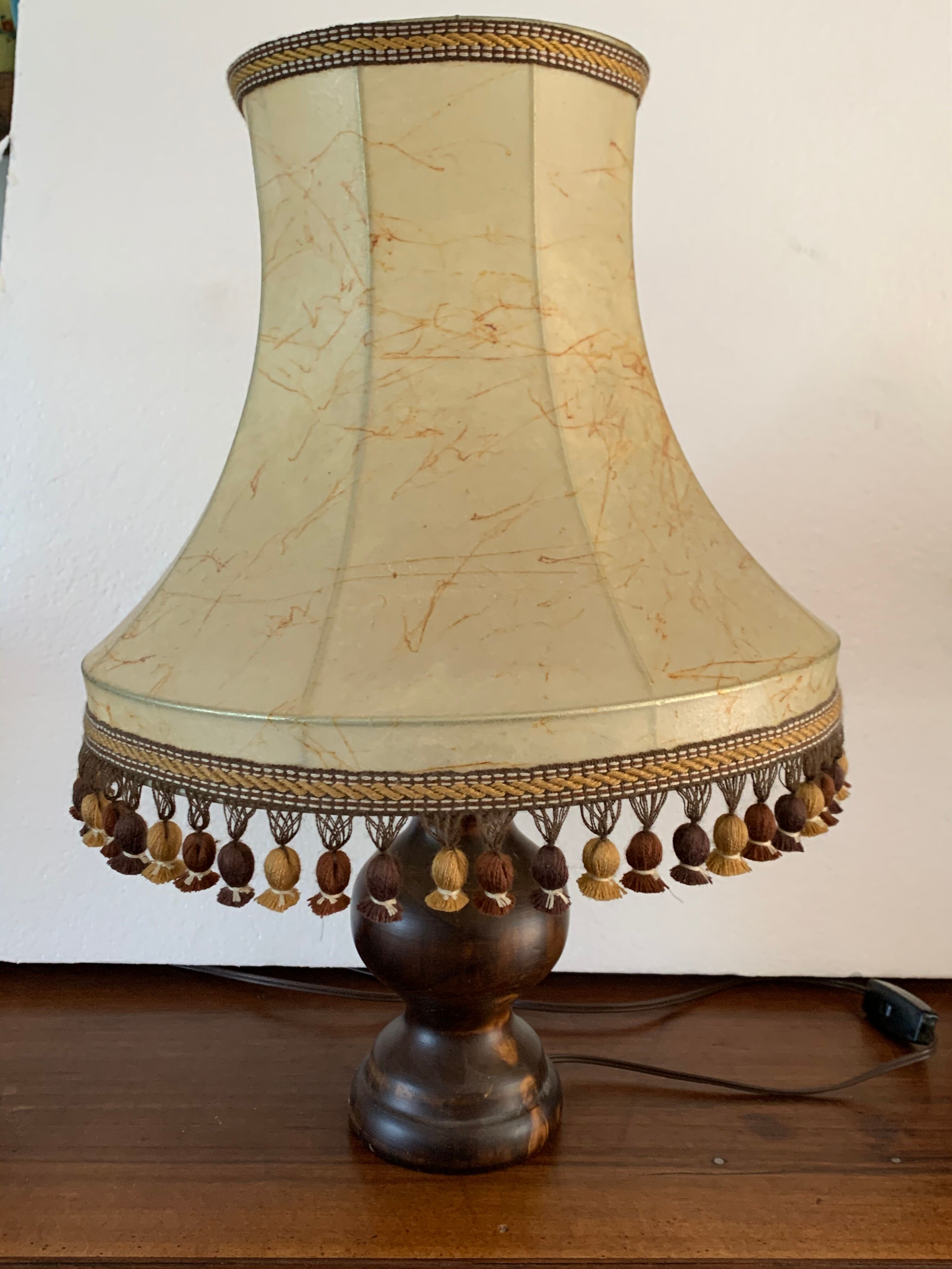 2 superb vintage bedside lamps, pork bladder leather blinds excellent condition