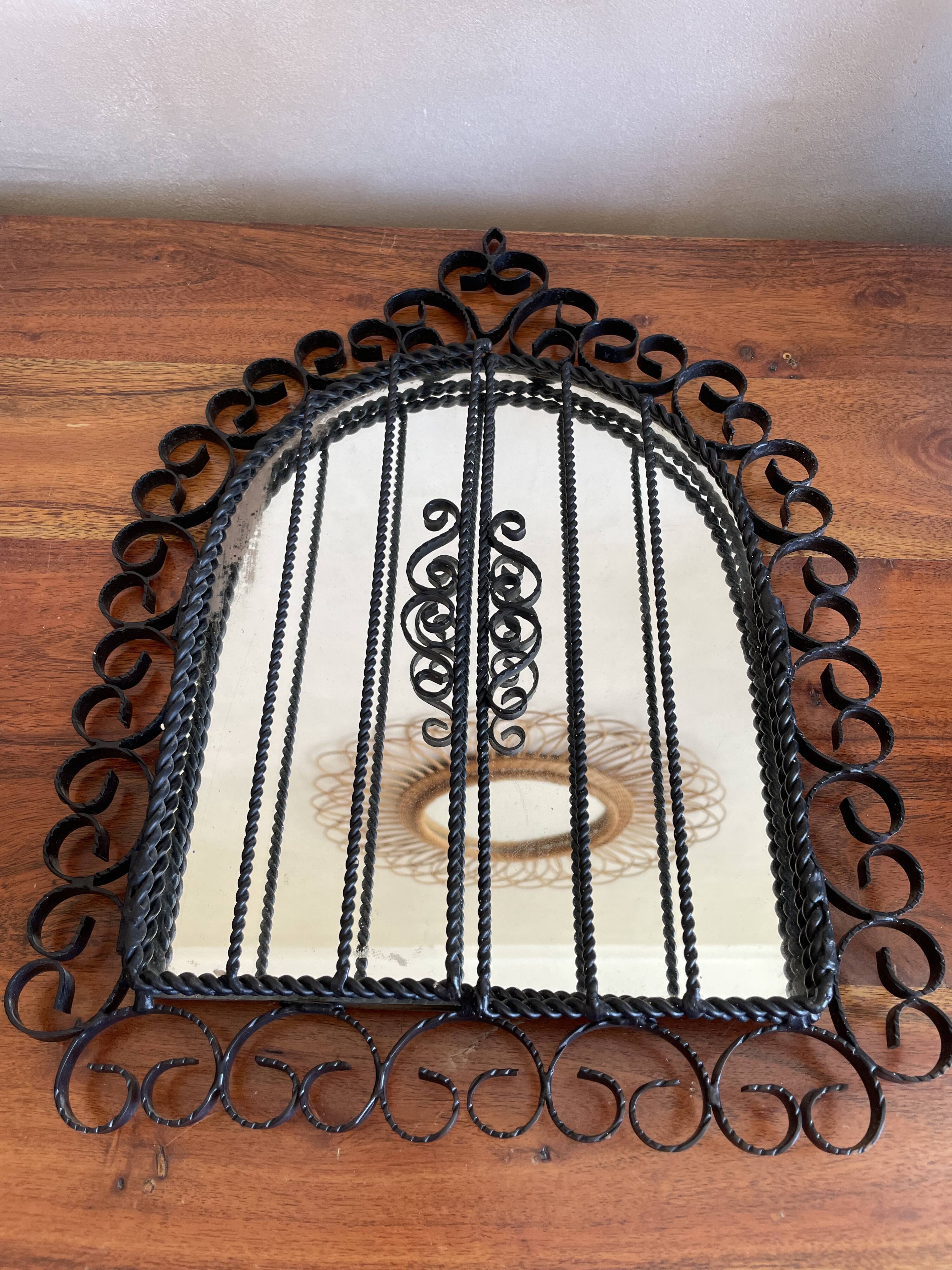 Wrought iron mirror with shutters 29x40cm