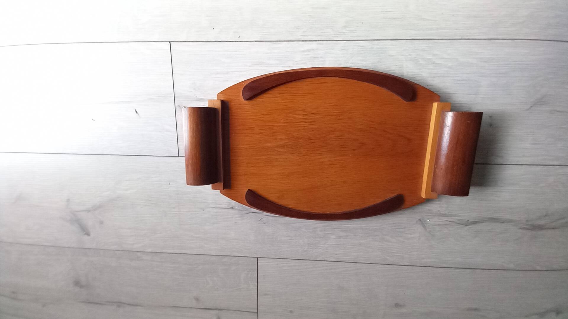 Vintage wooden marquetry serving tray - Art Deco 1930s