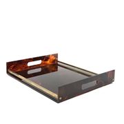 Hollywood regency brass and tortoiseshell lucite tray, Italy 1970s