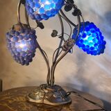 Living room lamp bronze 1980 venice murano glass blue fruit, 47x34