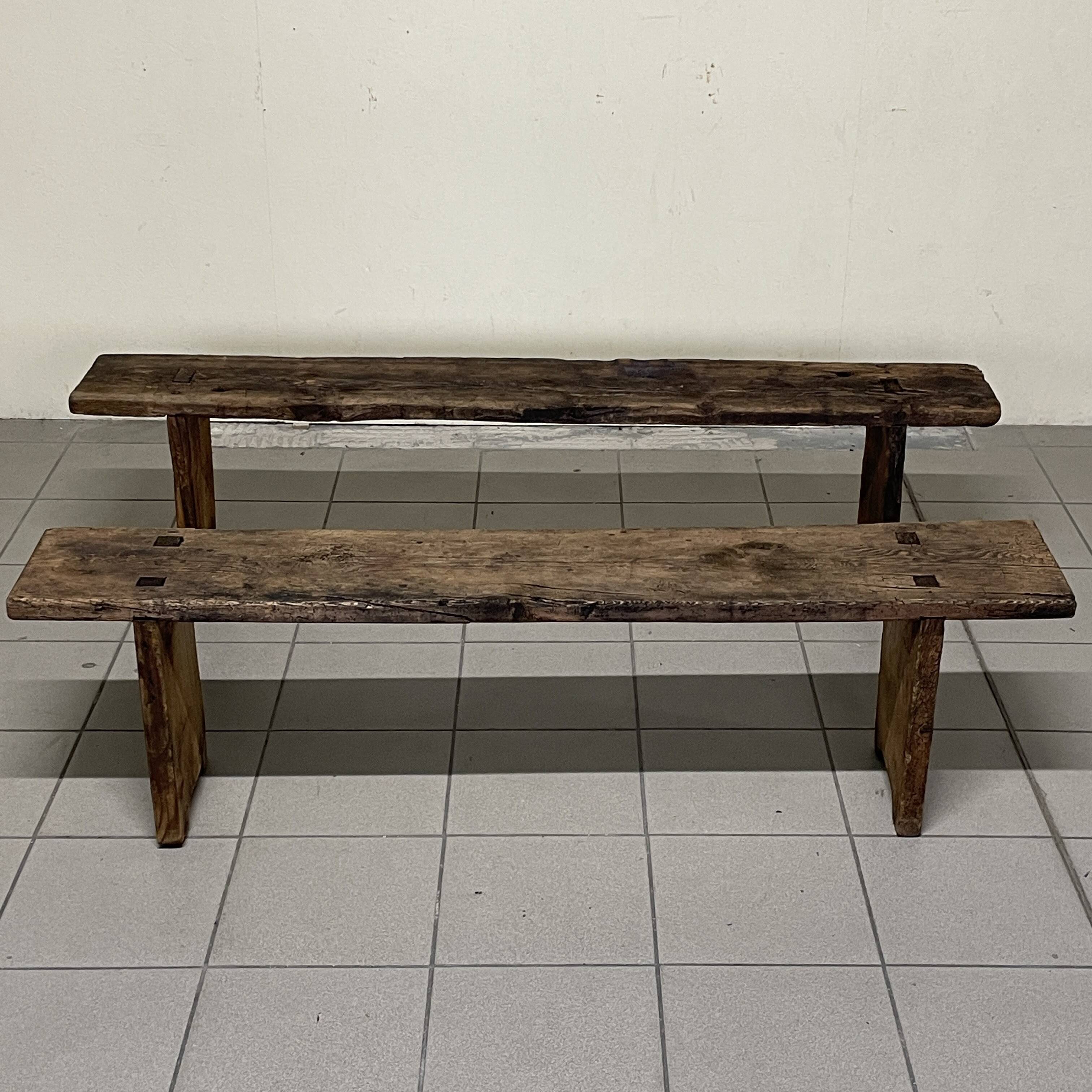 Pair of rustic benches, early 1900s