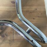 Vintage 70s table in tubular chrome and smoked glass