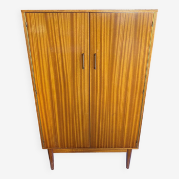 High cabinet with 2 doors in teak and vintage veneer from the 60s