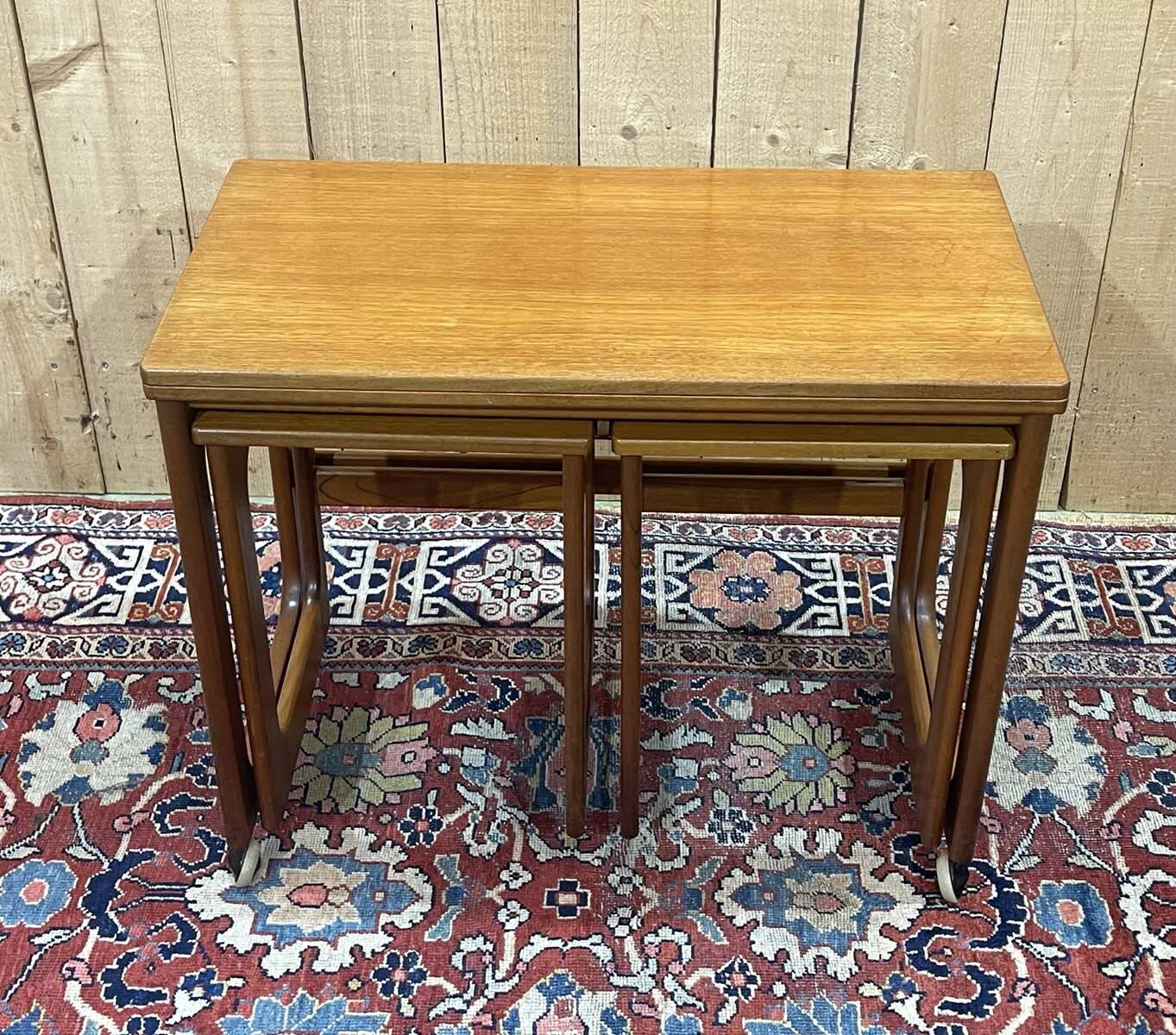 English teak folding nesting table from the 70s
