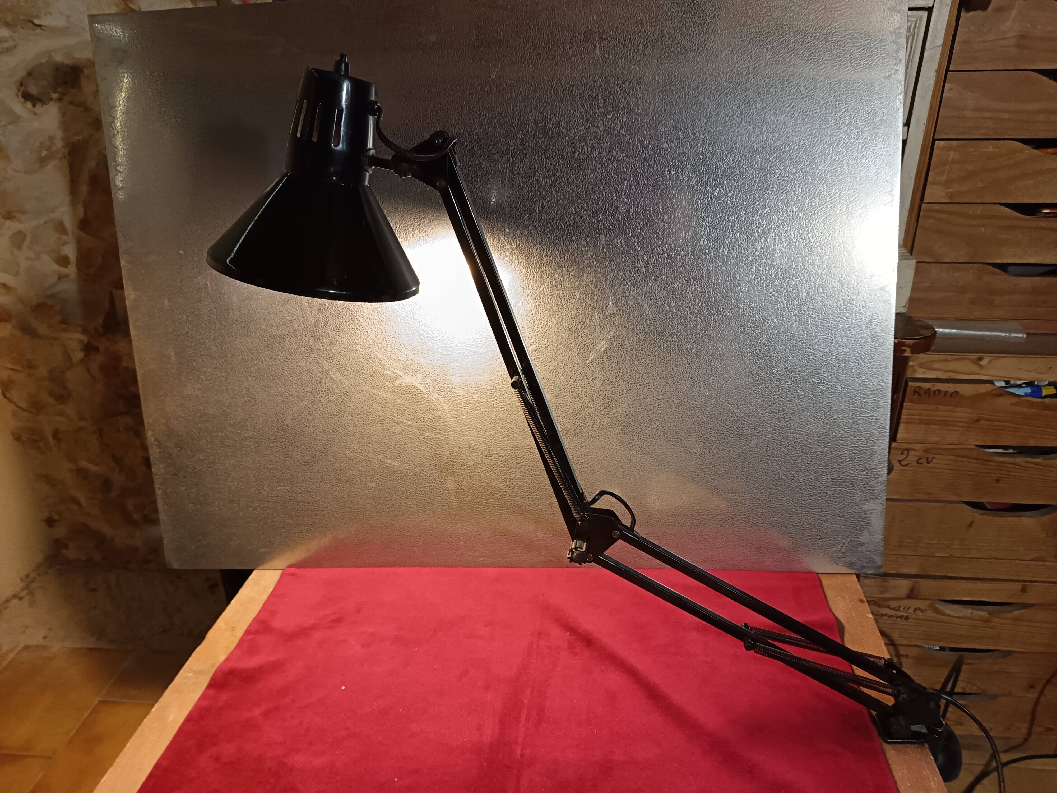 Black architect's lamp.