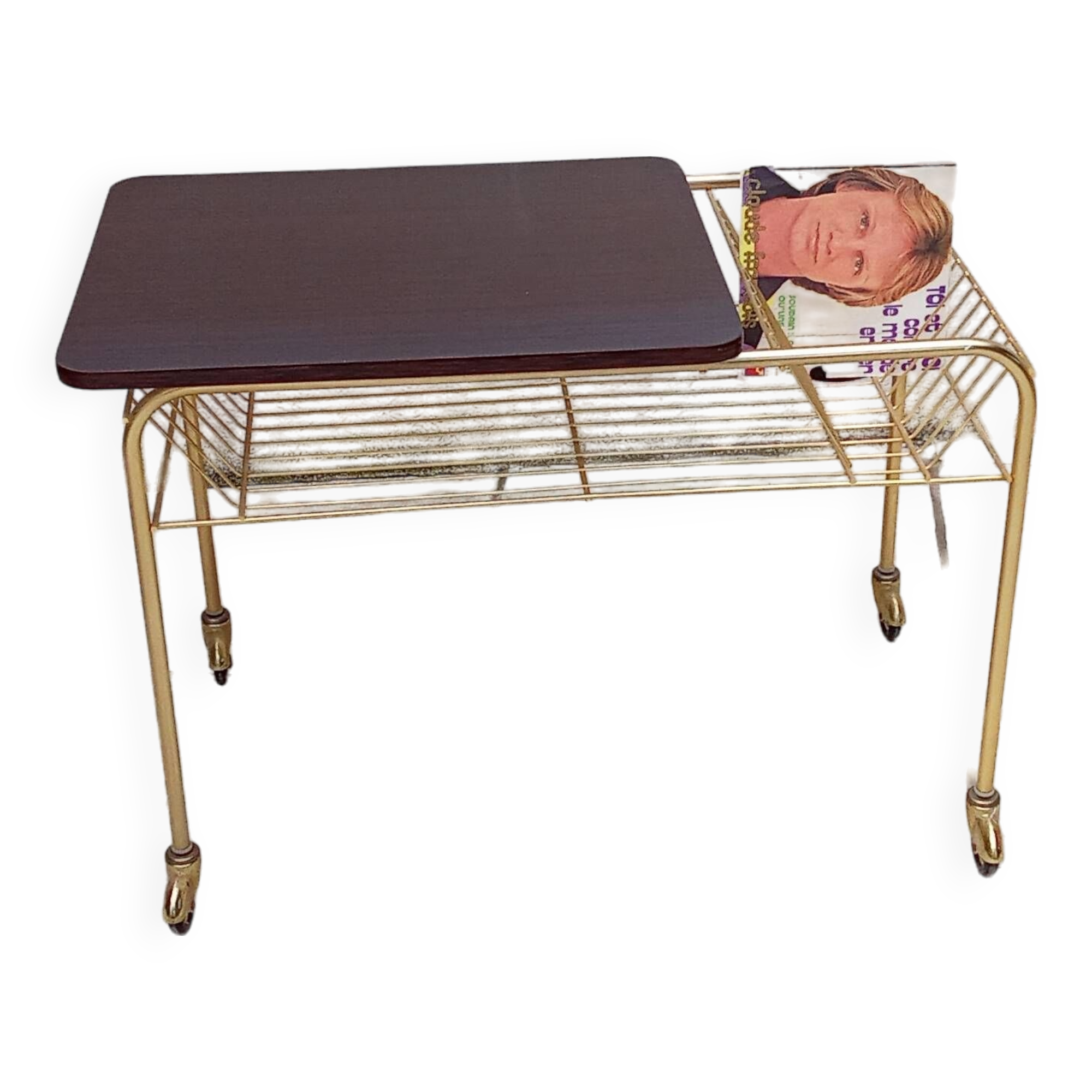 60s record player side table with wheels