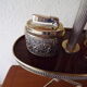 Ashtray on foot vintage, gold metal, tablet in formica 60/70