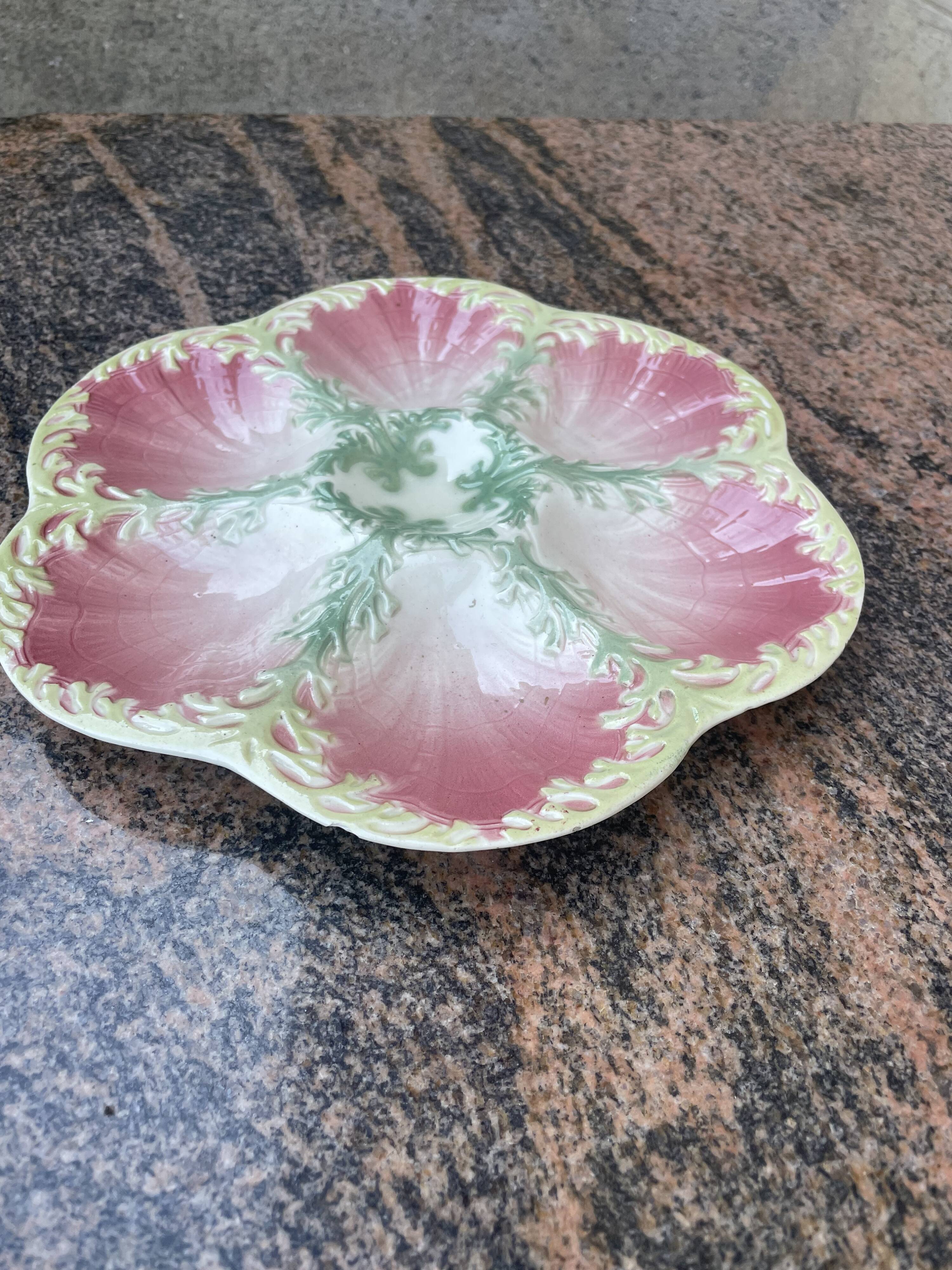 1 Kleber and Guerin oyster barbotine plate from St Clément