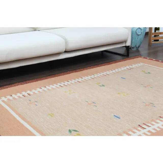 1970s Vintage Turkish Oushak Handmade Wool Cotton Orange Area Rug 173x223