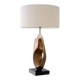 Pair of patinated brass table lamps with black granite base.