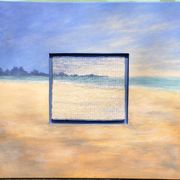 Mixed media painting signed Mireille Veauvy – acrylic and integrated tapestry