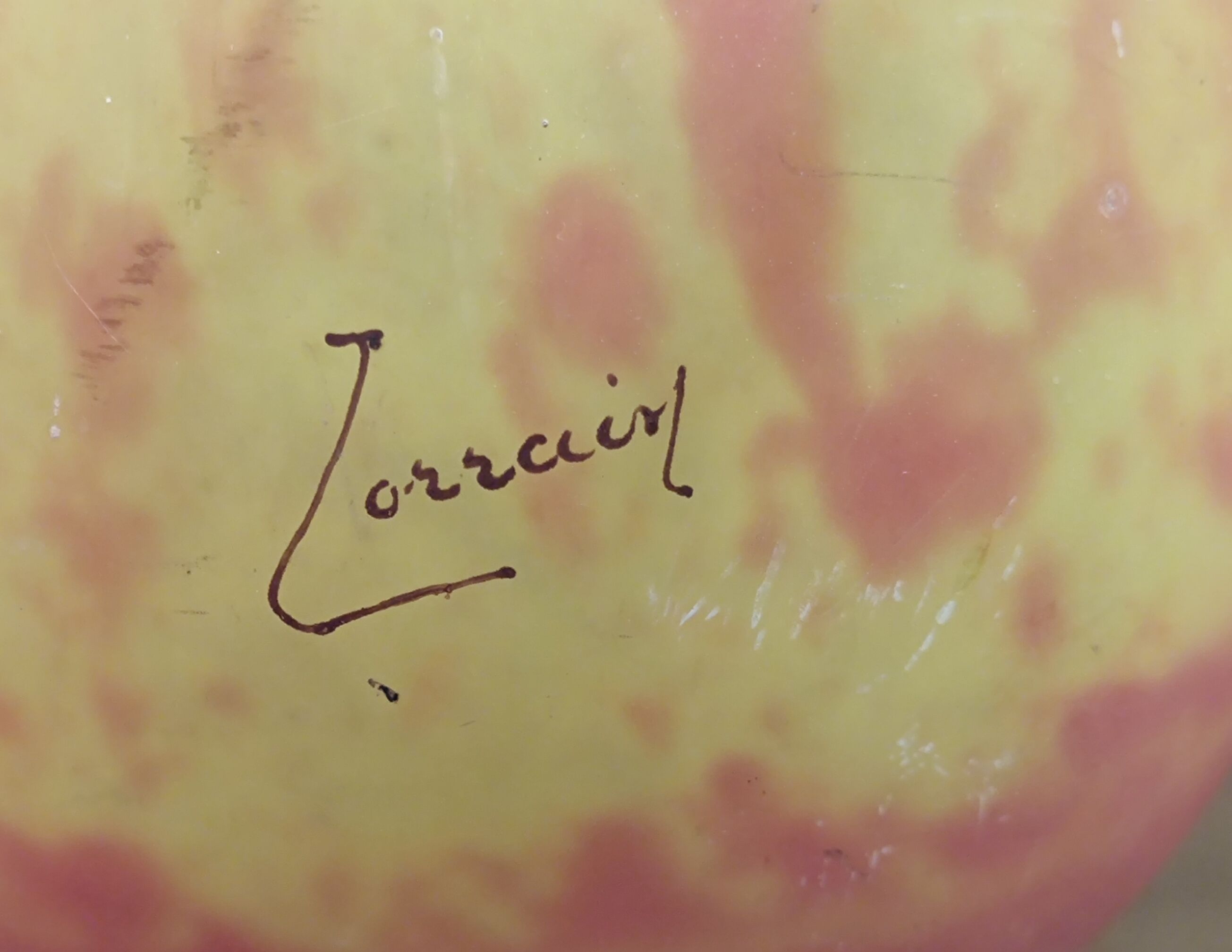 Glass paste soliflore vase signed Lorrain