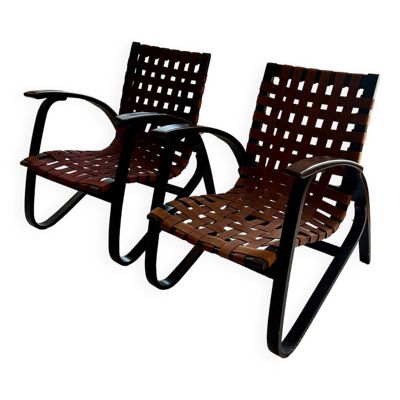 Paire de fauteuils en bois cintré par Jan Vanek, années 1930