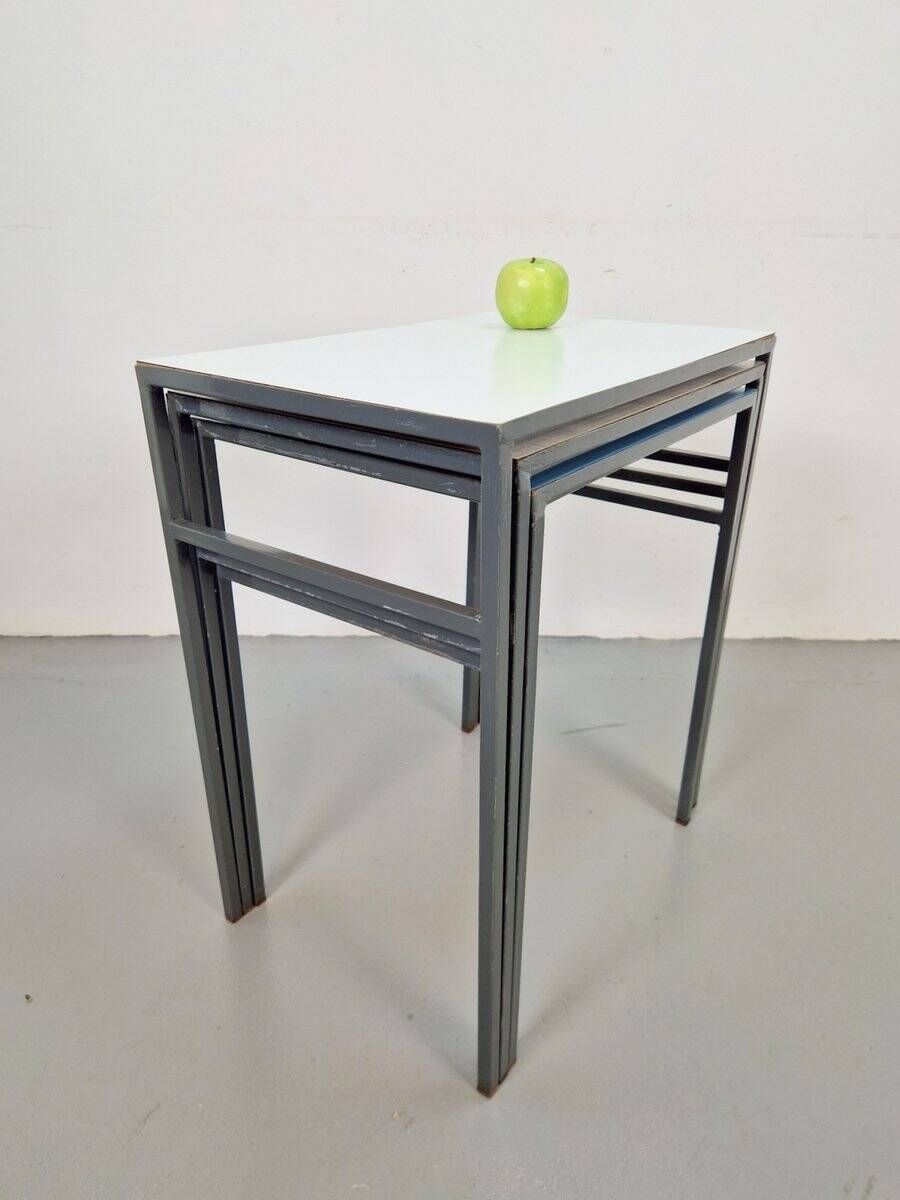 Vintage Mimi Nesting Tables in Metal and Teak by Formica, 1960s, Set of 3