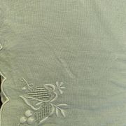 4 small tea towels, mismatched in linen, embroidered, two with flowers and two with fishermen
