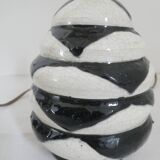 Black and white ceramic lamp base with geometric design Vintage