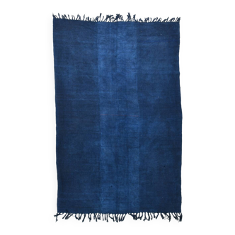 Contemporary Navy Blue Turkish Vintage Kilim Rug, 188x287Cm