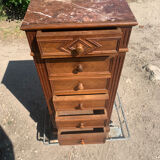 High bedside table in wood and marble around 1900