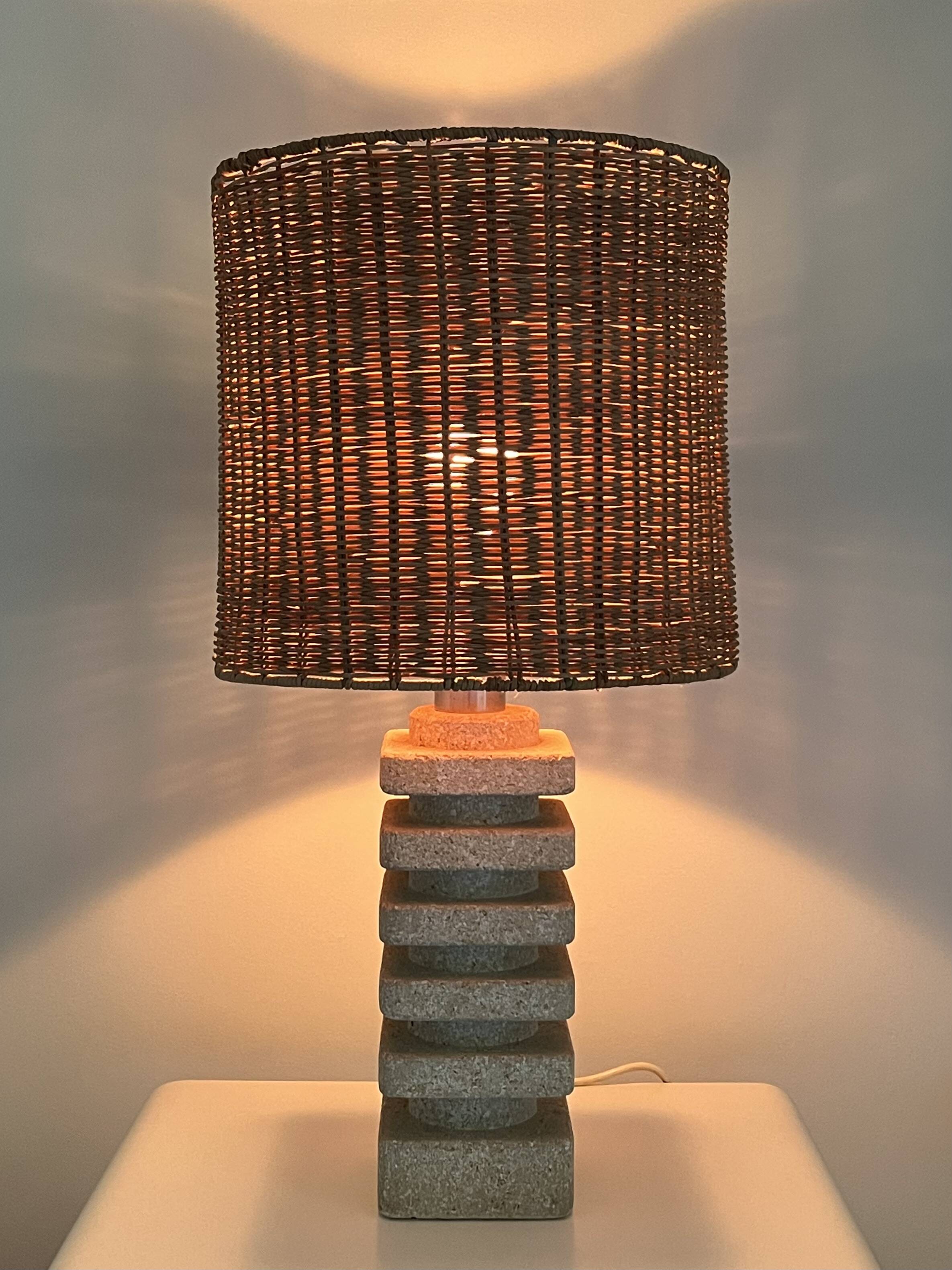 Living room lamp made of sculpted stone in the style of Tormos, France 1970s.