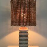 Living room lamp made of sculpted stone in the style of Tormos, France 1970s.