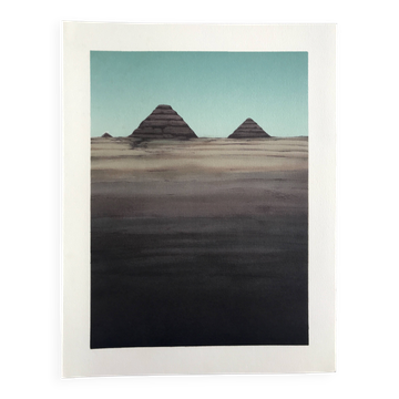 Original lithograph by Alain Le Foll, Khufu, Kephren, Mykerin, 1978