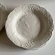 Set of 5 English earthenware plates by Burleigh Davenport with raised leaf design.