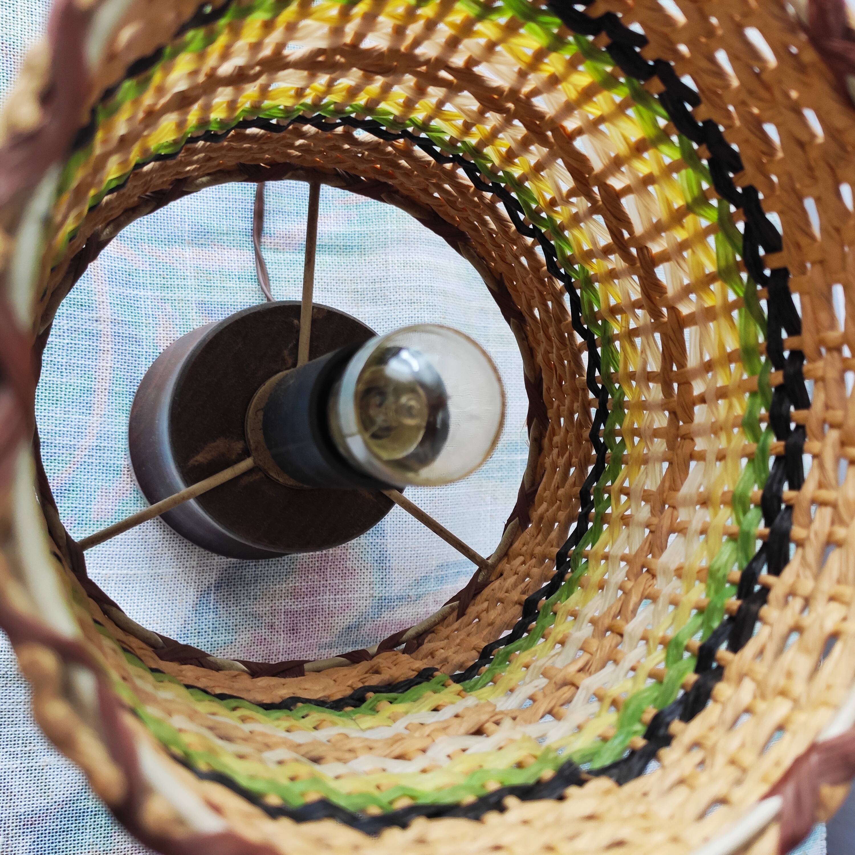 Lampe en bois et raphia, 1965