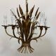 Large wheat sheaf leaf gold gilt chandelier, 1960’s