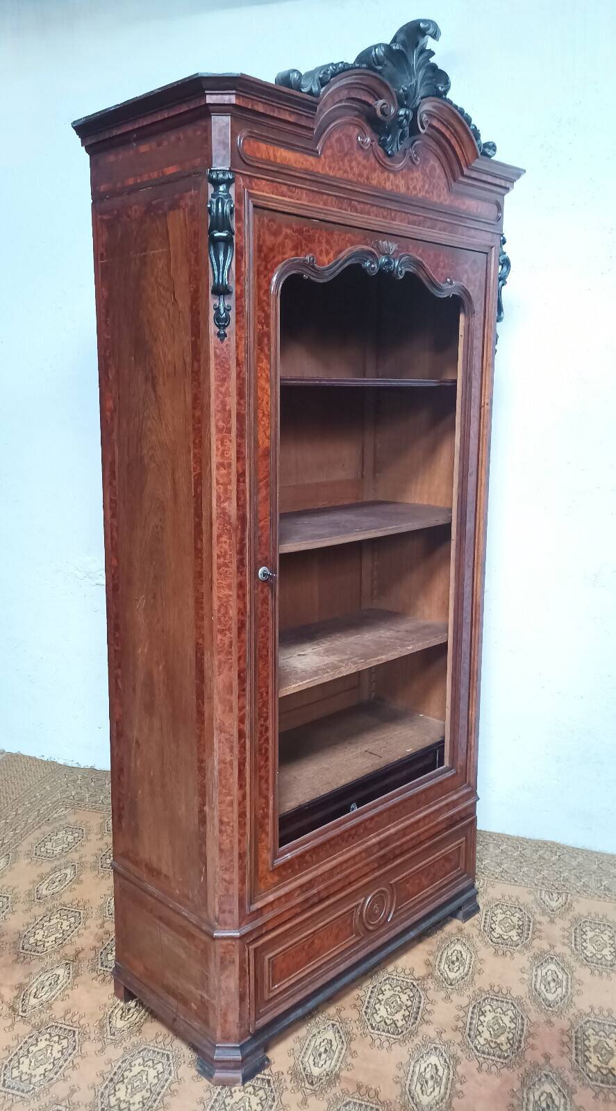 Library from the Napoleonic III era in thuya burl.