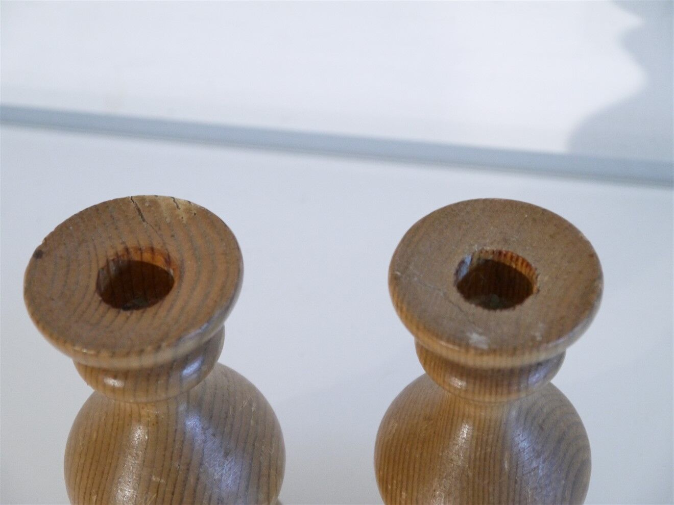 Pair of vintage wooden candle holder 1970