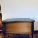 Exquisite Louis XV Style Bombé Commode with Musical Marquetry & Marble