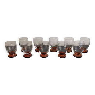 10 Art-Deco red wine glasses blown 1930