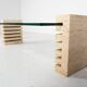 Mid-Century Modern Coffee Table, Glass and Travertine, Italy, 1970S