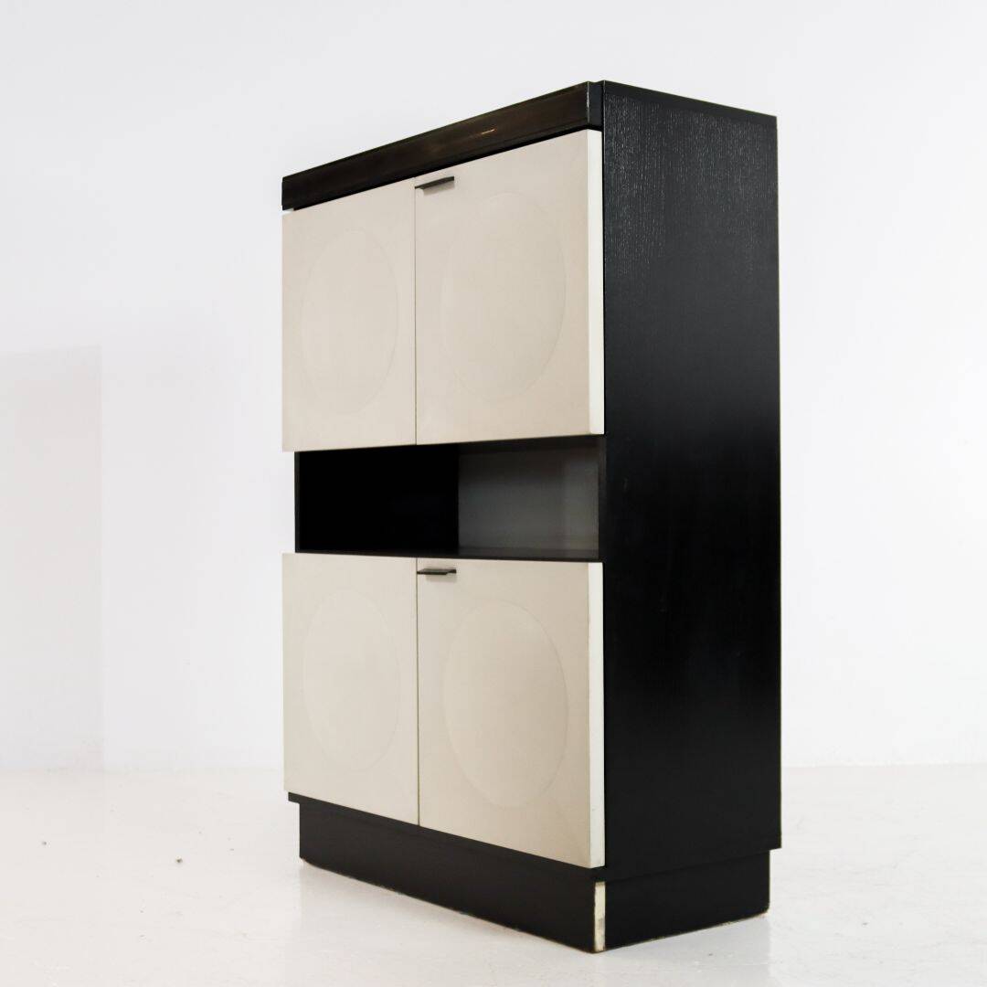 Black and White Oak Brutalist Bar Cabinet
