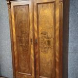 Antique Biedermeier style walnut wardrobe – Gendarme hat pediment