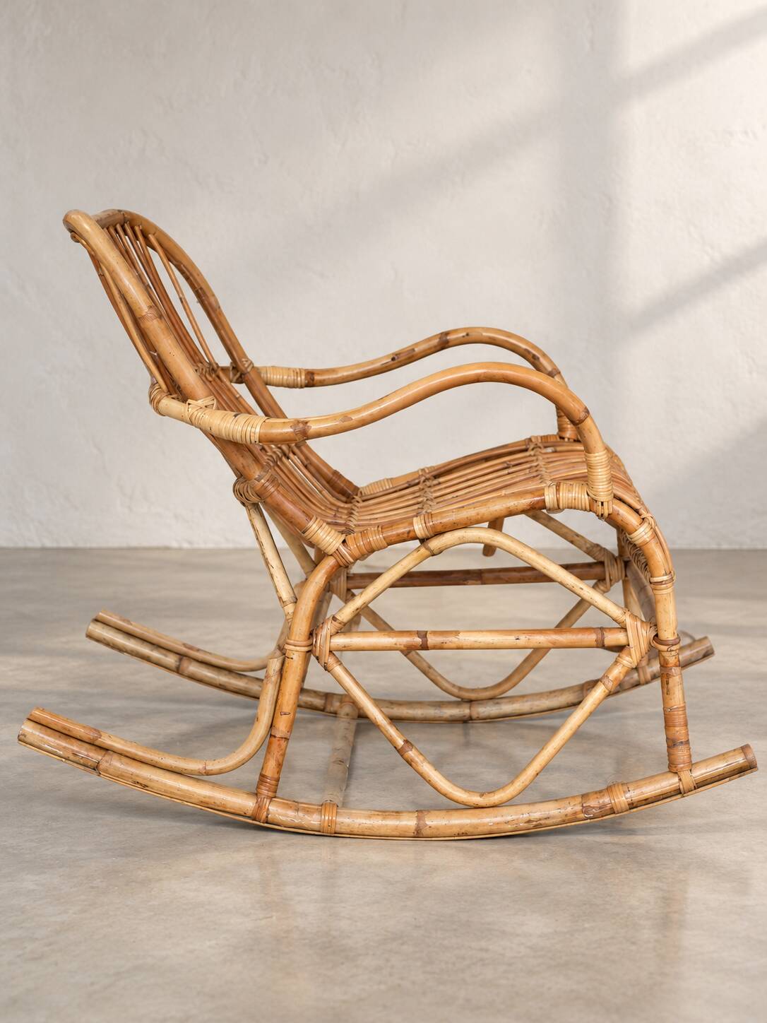 1970s rattan rocking chair
