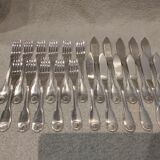 11 silver-plated fish forks and 11 fish knives by Christofle Vendome