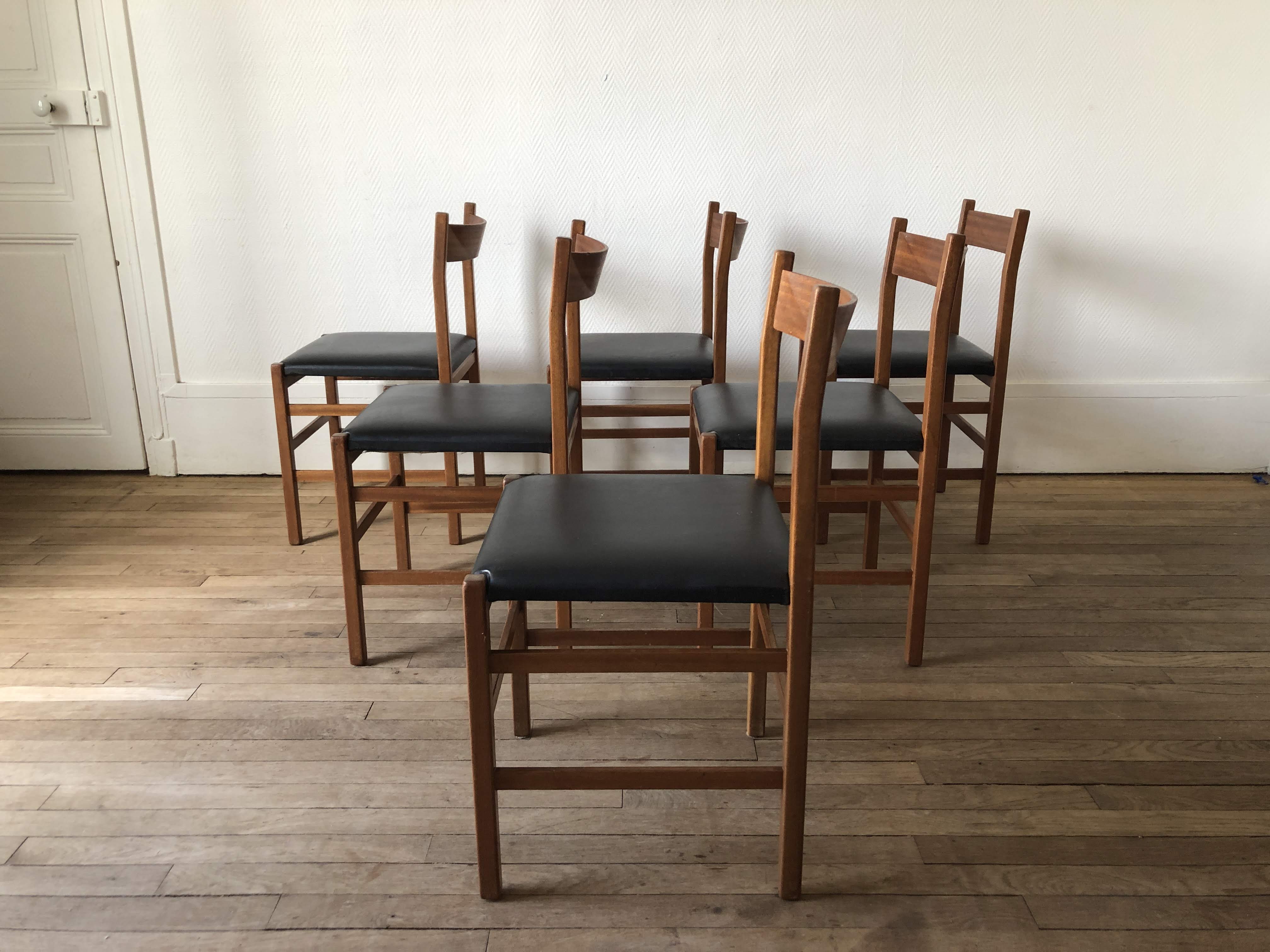 6 chaises scandinave années 60