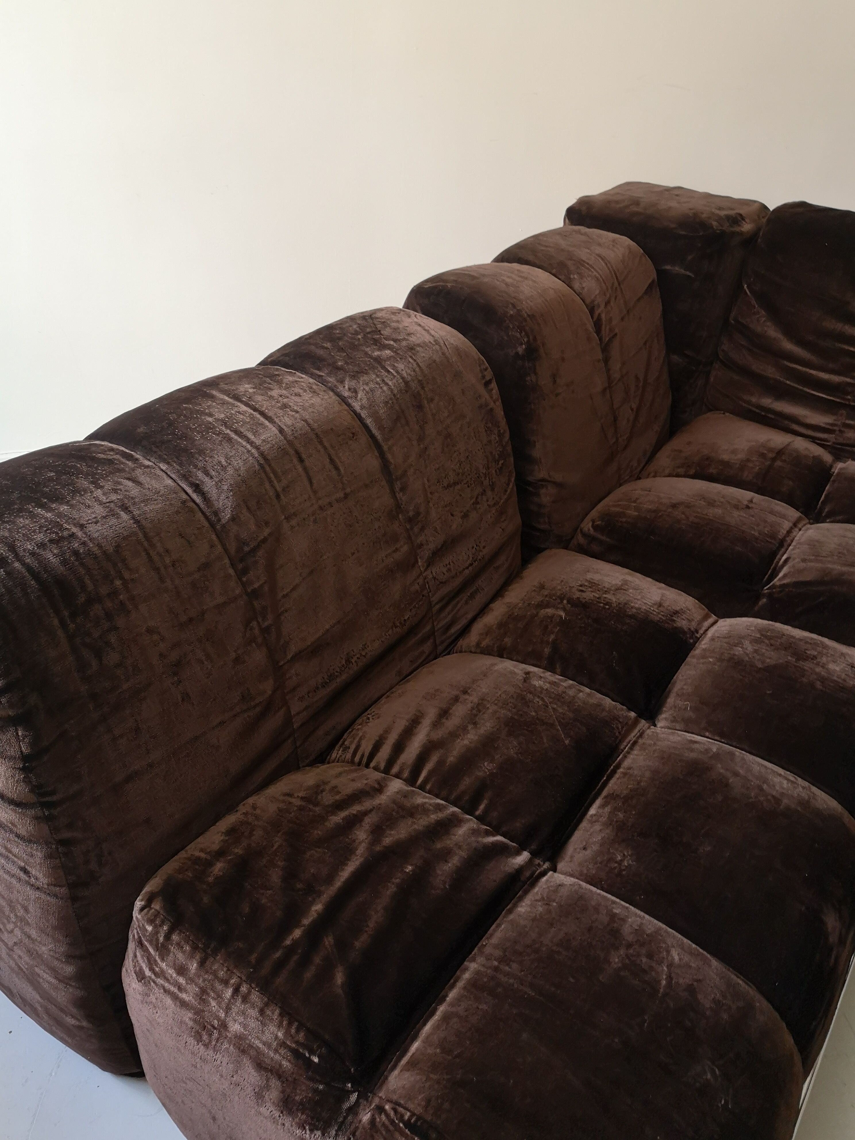 Modular sofa metal and velvet design 1970