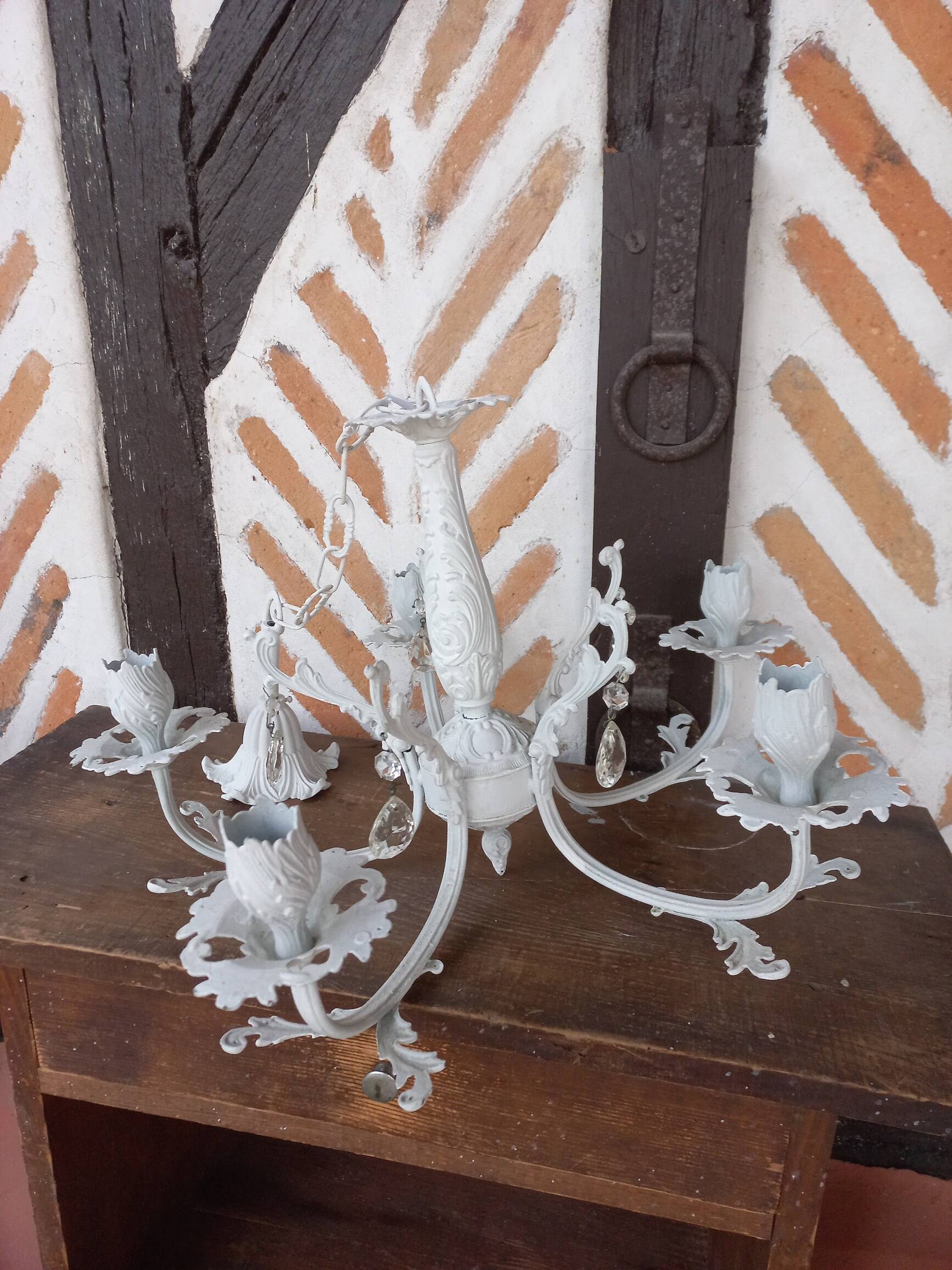 Lustre bougeoir pampilles