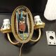 Vintage wall lamp 2 branches in white and brass glass