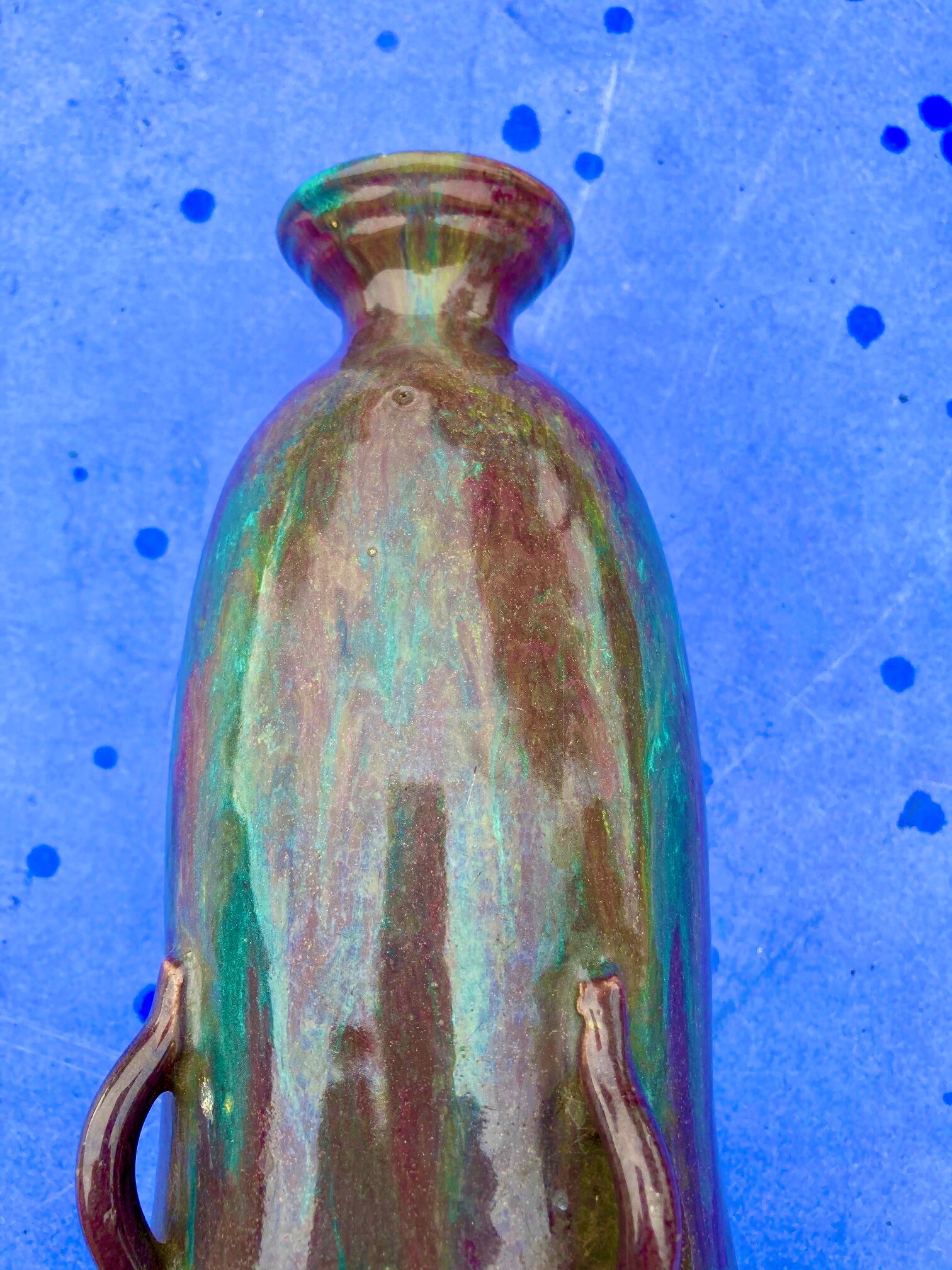 Vase coloquinte art deco in stoneware signed primavera n° 3501