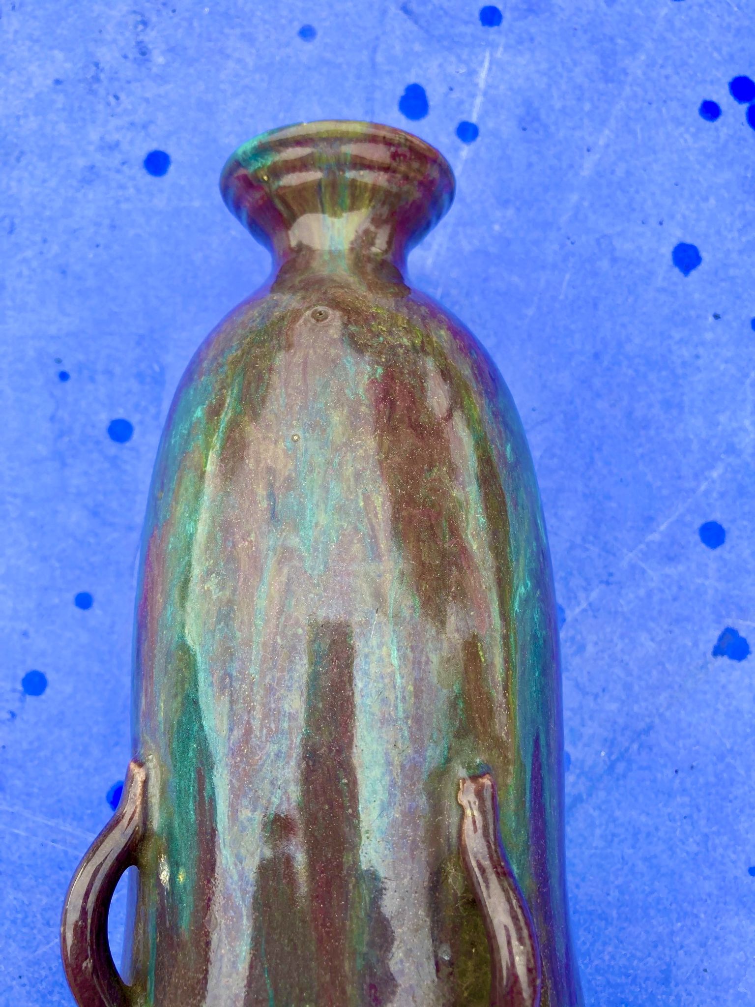 Vase coloquinte art deco in stoneware signed primavera n° 3501